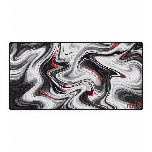 Black & Red Marble Desk Mat — Large Gaming/Office Mousepad